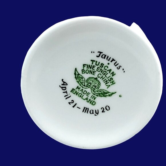 Espresso Demitasse Cup Saucer Zodiac Taurus Tuscan Fine Bone China Hallmarked - Picture 2 of 8